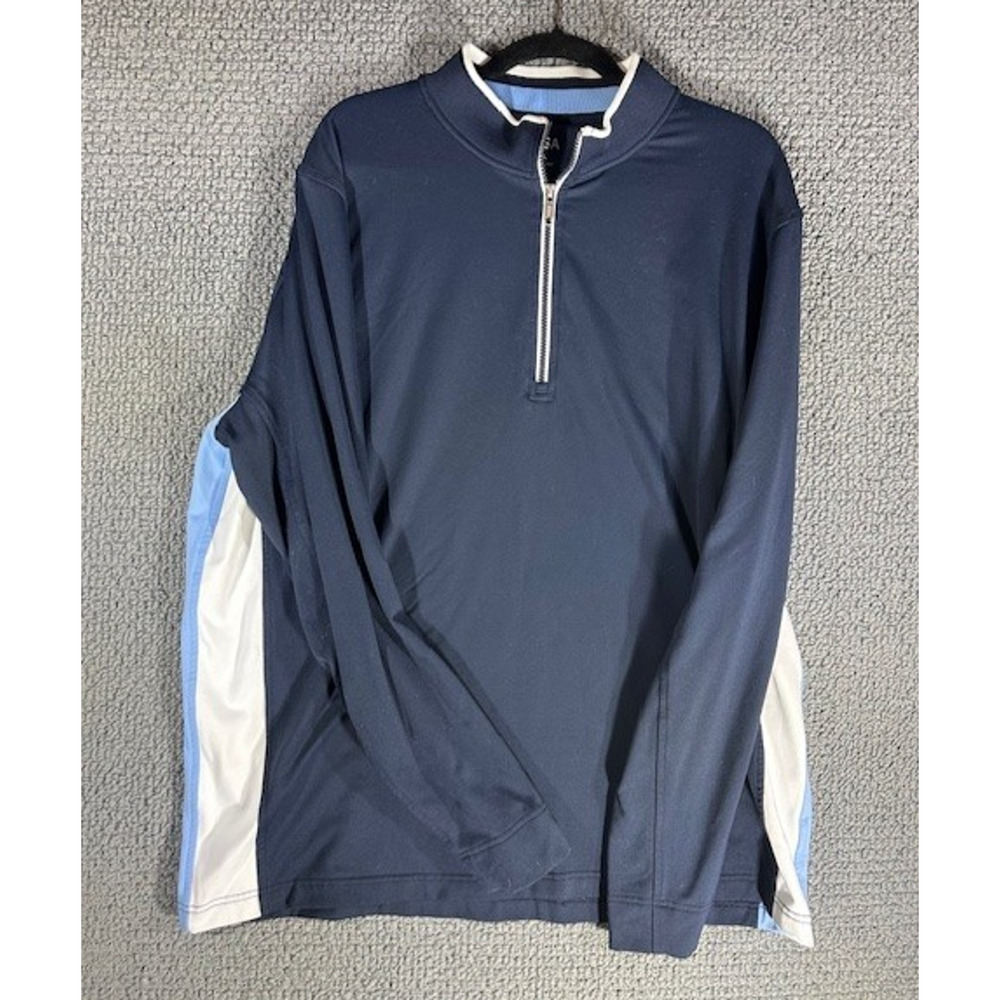 Vuga Navy Blue Long Sleeve 1/4 Zip Pullover Golf Performance Shirt Men's XXL